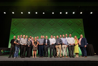 The 2023-2024 Vision Award Winners with SpartanNash Chief Customer Officer Amy McClellan and SpartanNash CEO Tony Sarsam.