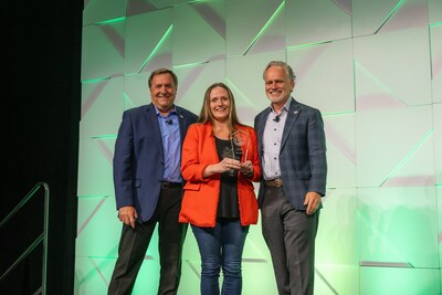 Left to right: David Sisk (Executive Vice President and Chief Customer Officer, SpartanNash); Andrea Teal (Teal's Market); Tony Sarsam (CEO, SpartanNash)